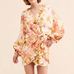 Significant Other 'Kenna' Floral Linen Wrap Dress